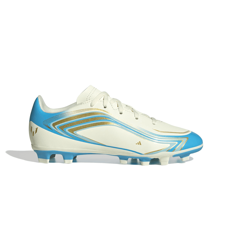 Botines de Fútbol adidas F50 Messi Club FG/M Marfil Celeste para Niños 1