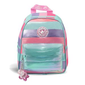 Mochila Moda Footy Rayada Metalizada Espalda Chica Rs Mj